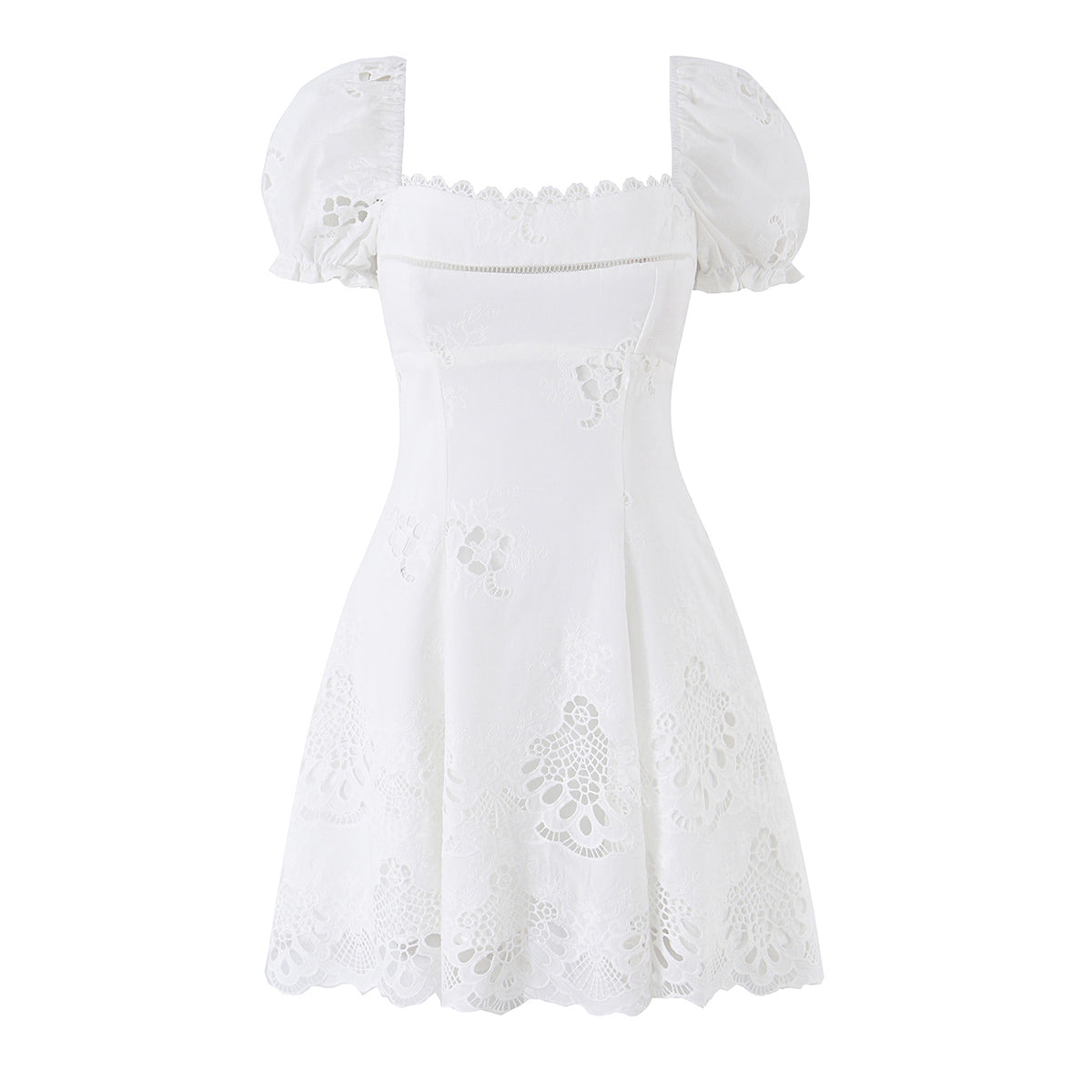 Summer French Sexy Solid Color Lace Trim Waist Trimming Spaghetti Straps Sexy Dress