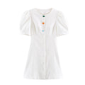 Summer Women Casual Slim Puff Sleeve Short Dress