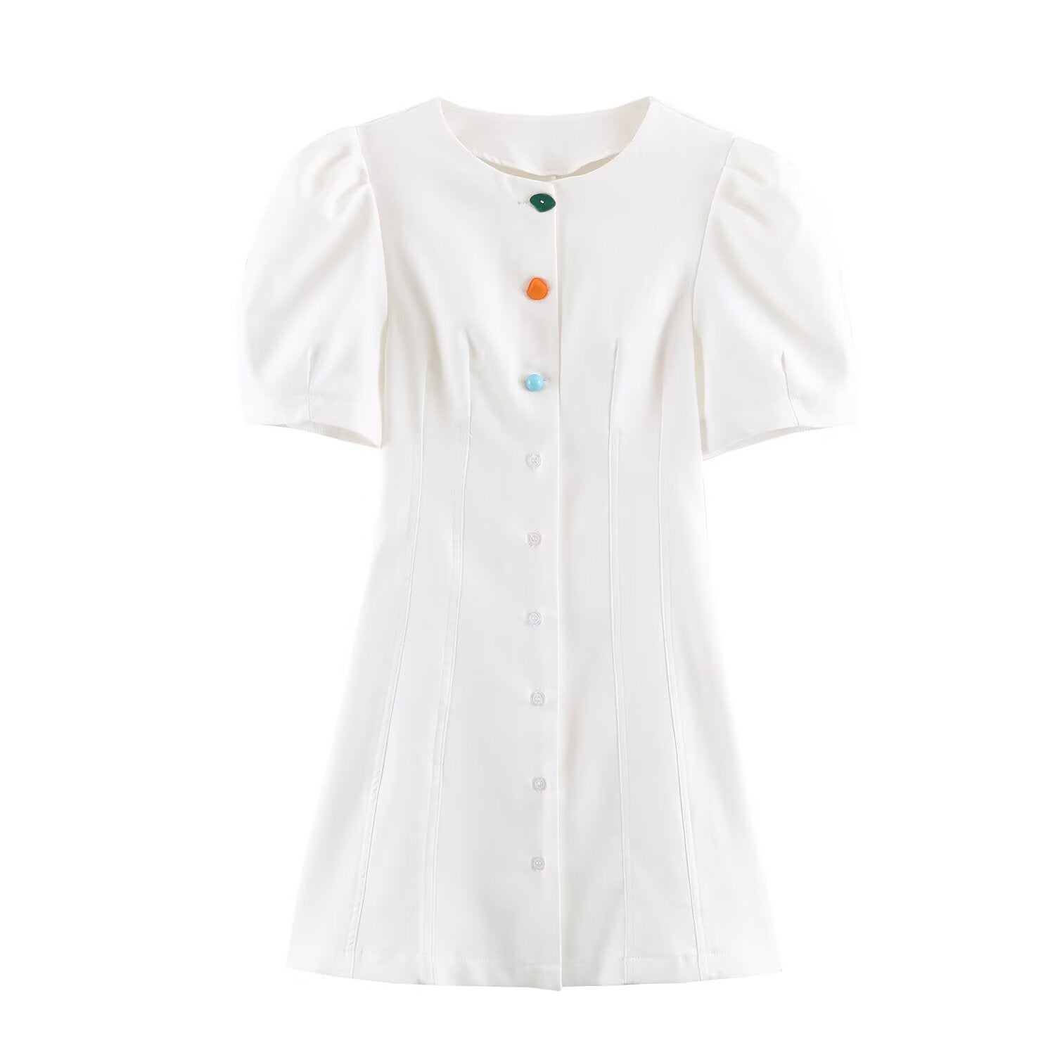 Summer Women Casual Slim Puff Sleeve Short Dress