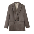 Women Clothing Summer Loose Satin Double Breasted Blazer