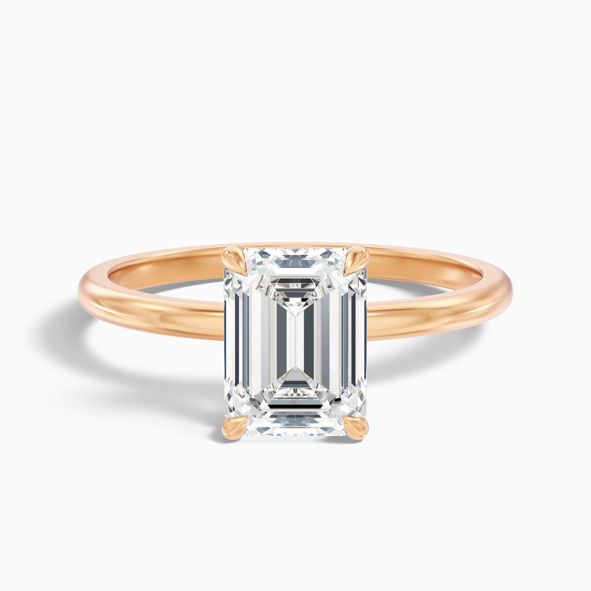 Emme 1.5 Carat Emerald Cut Hidden Halo Moissanite Diamond Ring in Platinum