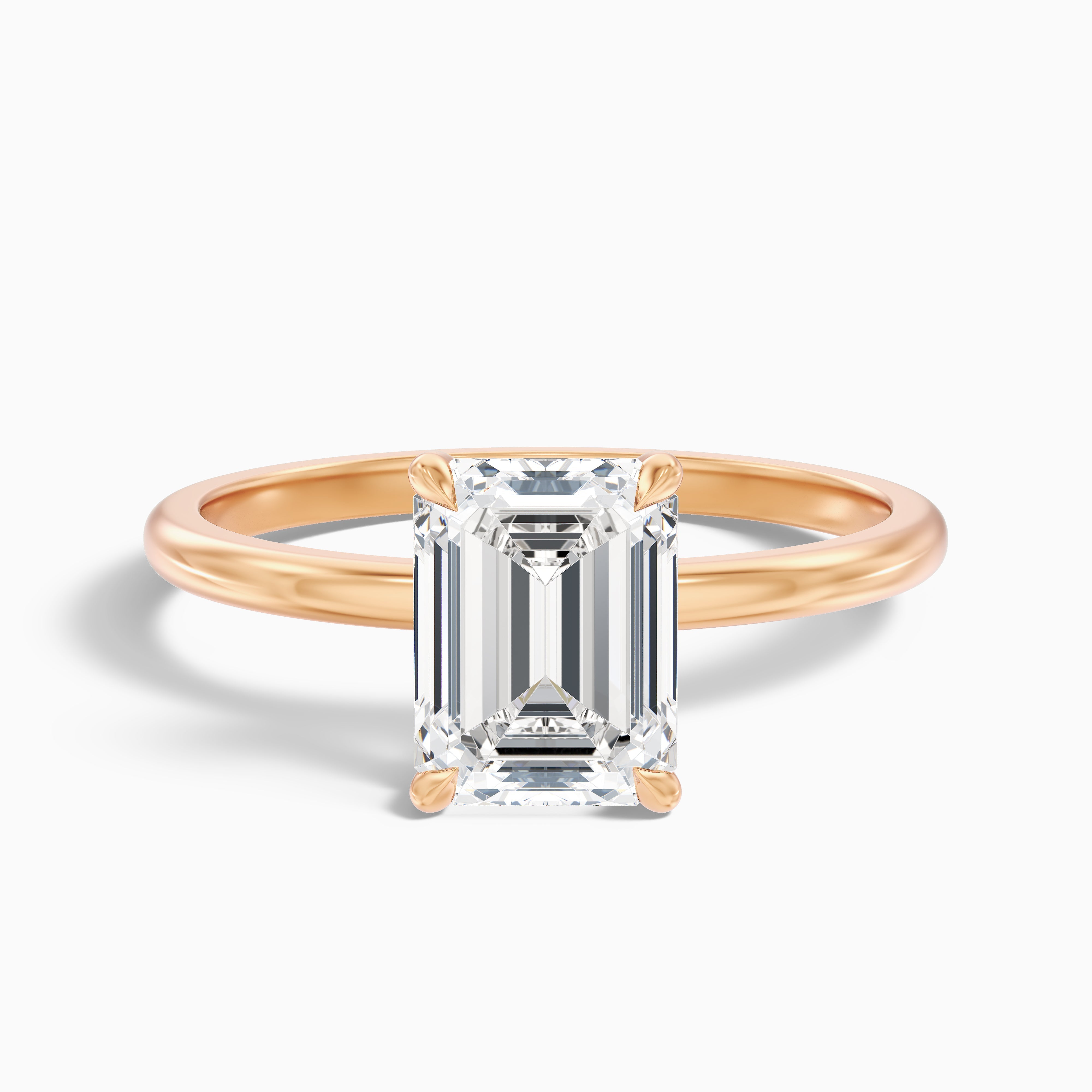Dany 2 Carat Emerald Cut Hidden Halo Lab Grown Diamond Ring in 14k Yellow Gold
