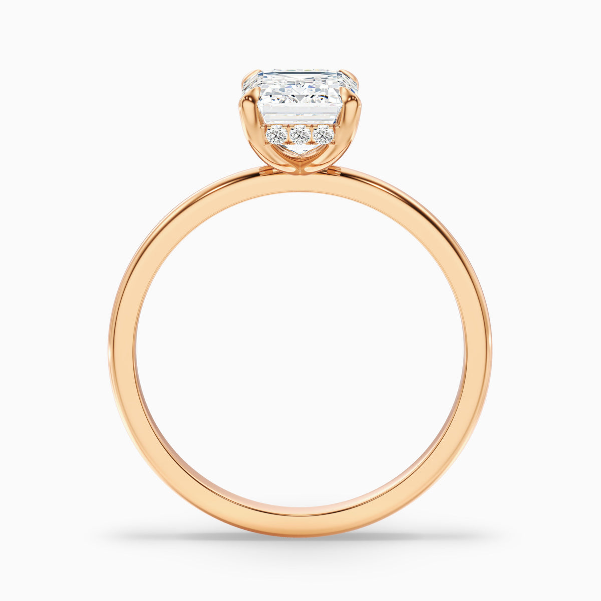Emme 1.5 Carat Emerald Cut Hidden Halo Moissanite Diamond Ring in Platinum