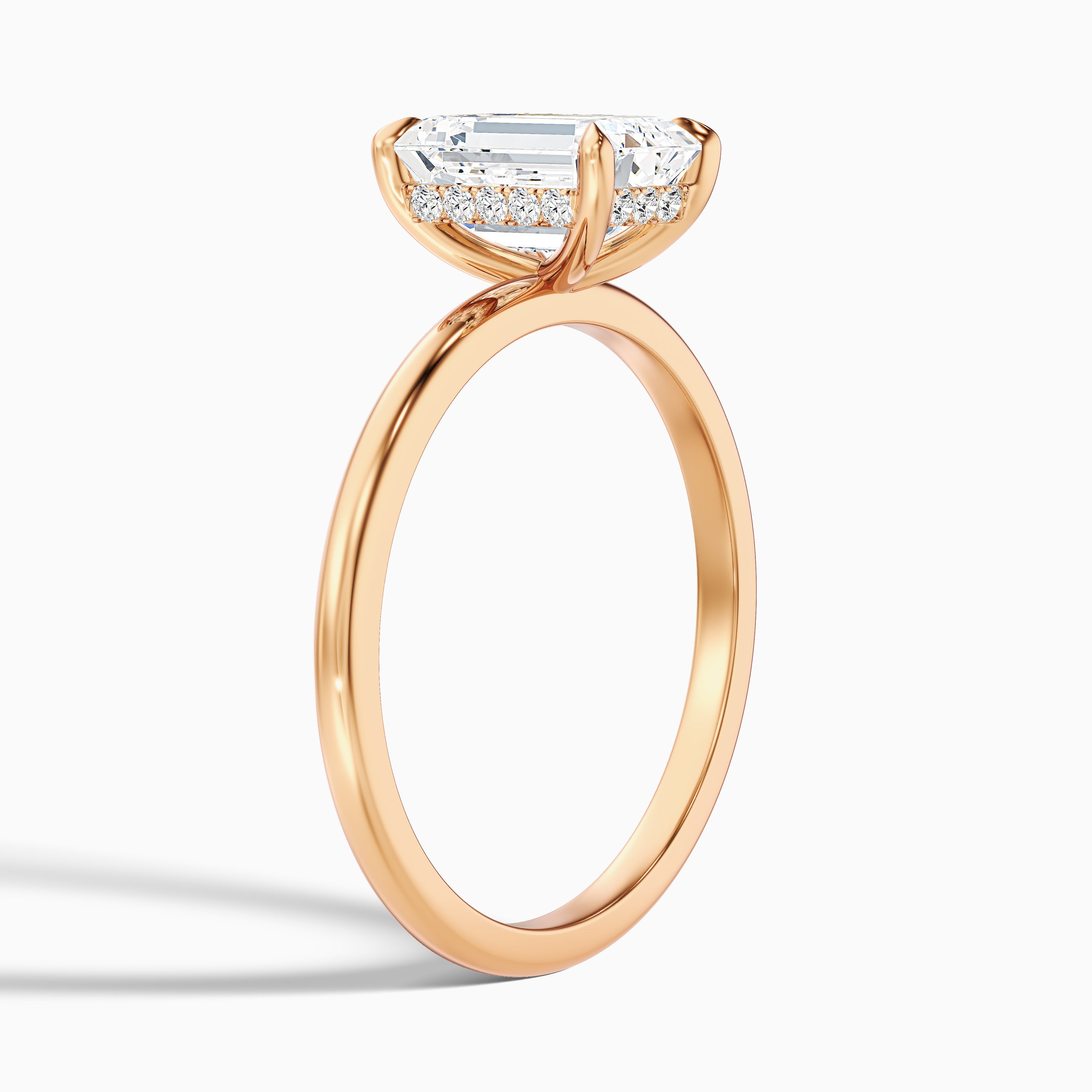 Dany 2 Carat Emerald Cut Hidden Halo Lab Grown Diamond Ring in 14k Yellow Gold