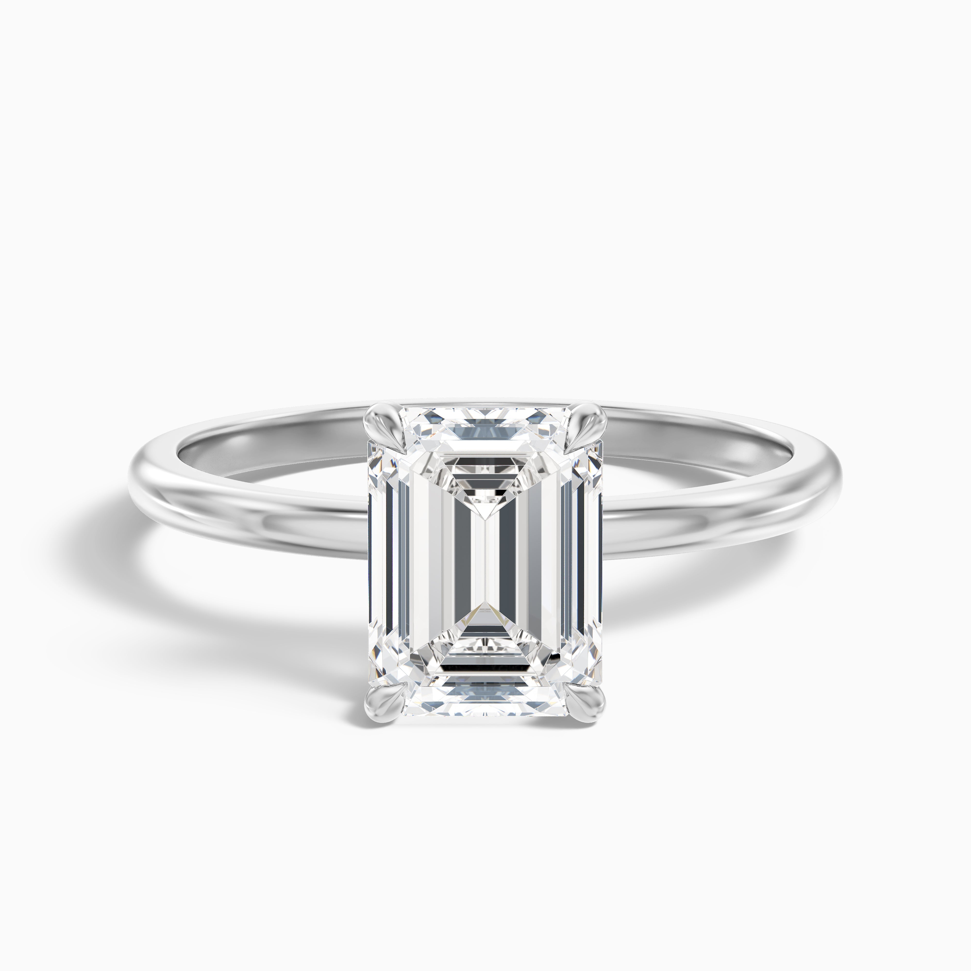Dany 2 Carat Emerald Cut Hidden Halo Lab Grown Diamond Ring in 14k Yellow Gold