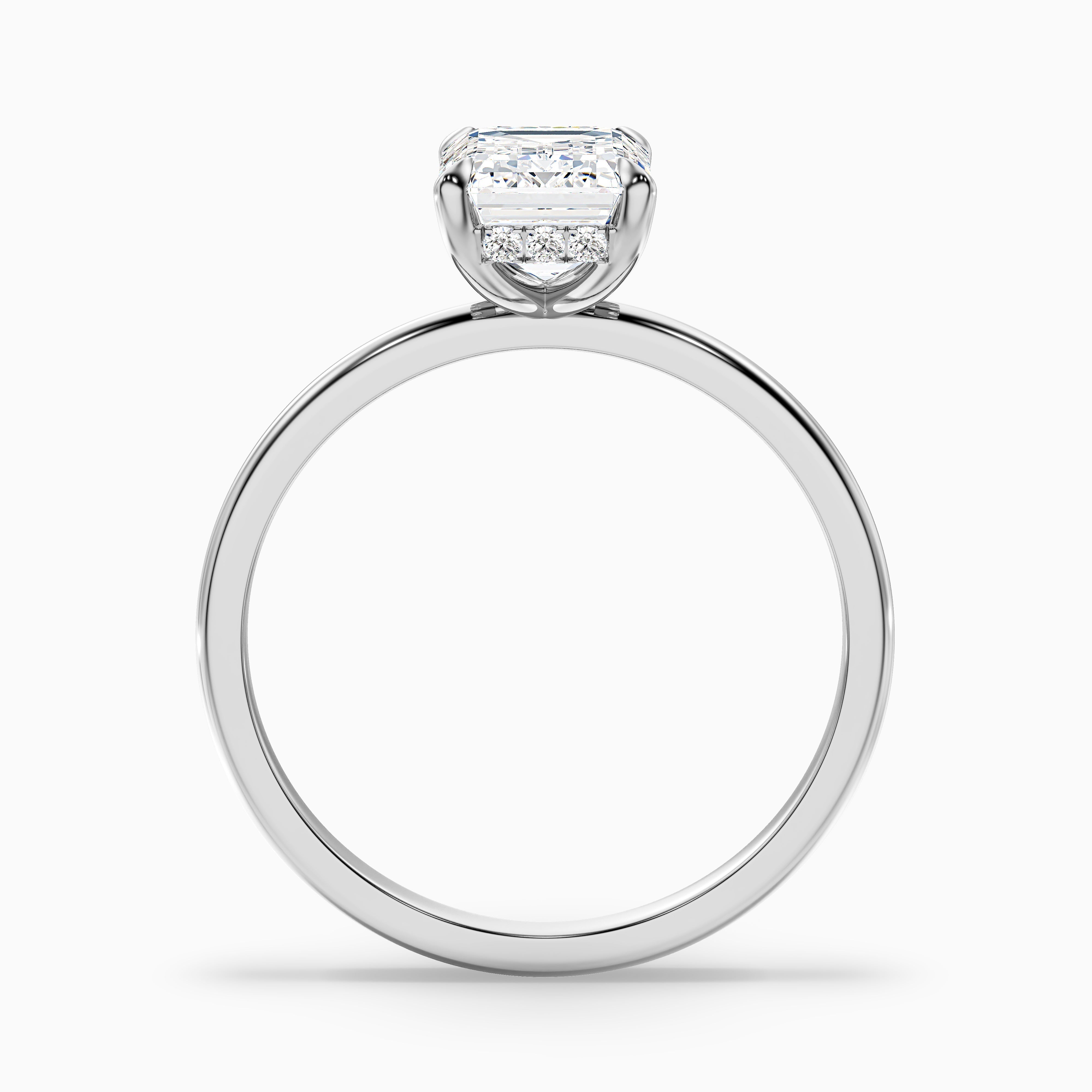 Dany 2 Carat Emerald Cut Hidden Halo Lab Grown Diamond Ring in 14k White Gold