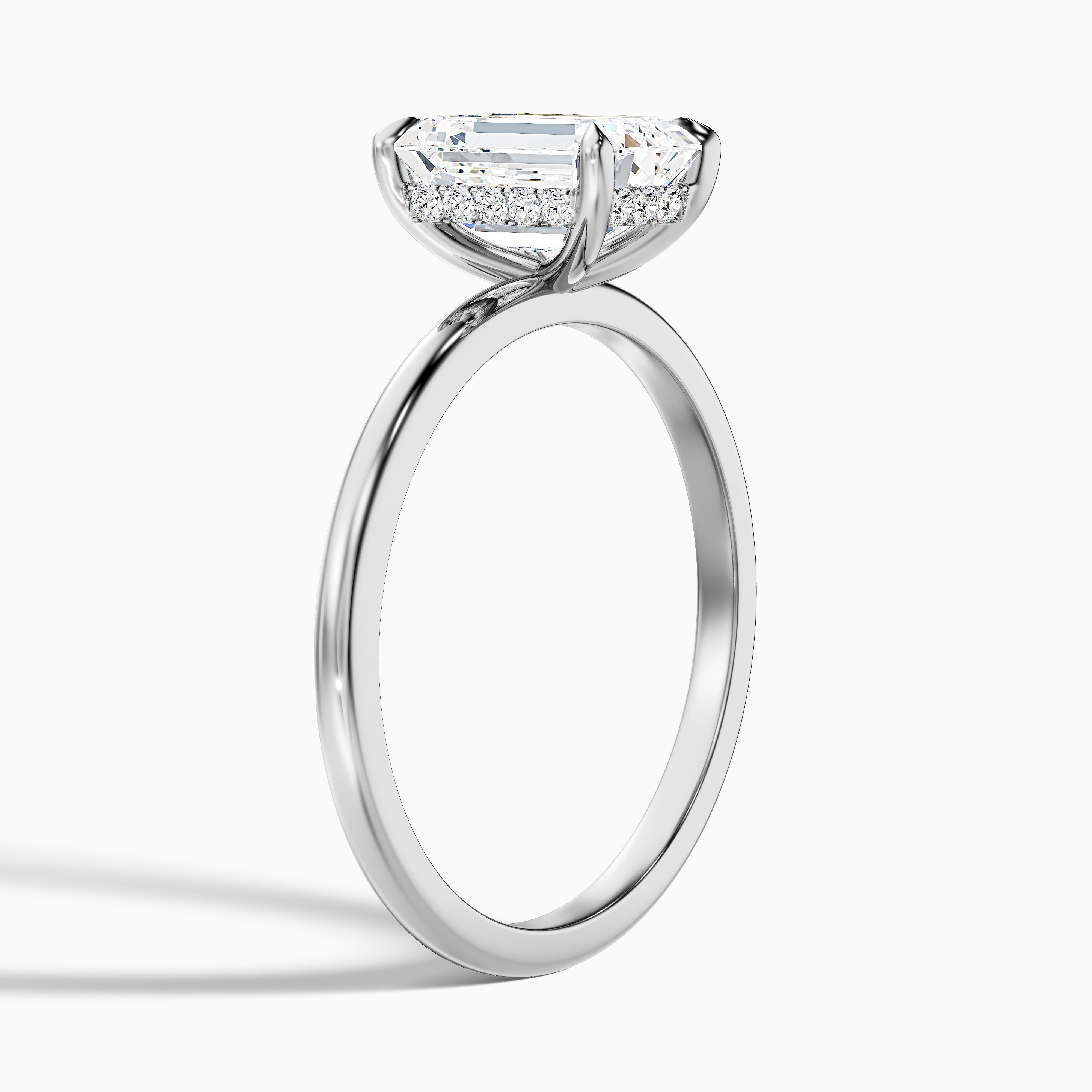 Dany 2 Carat Emerald Cut Hidden Halo Lab Grown Diamond Ring in 14k Yellow Gold