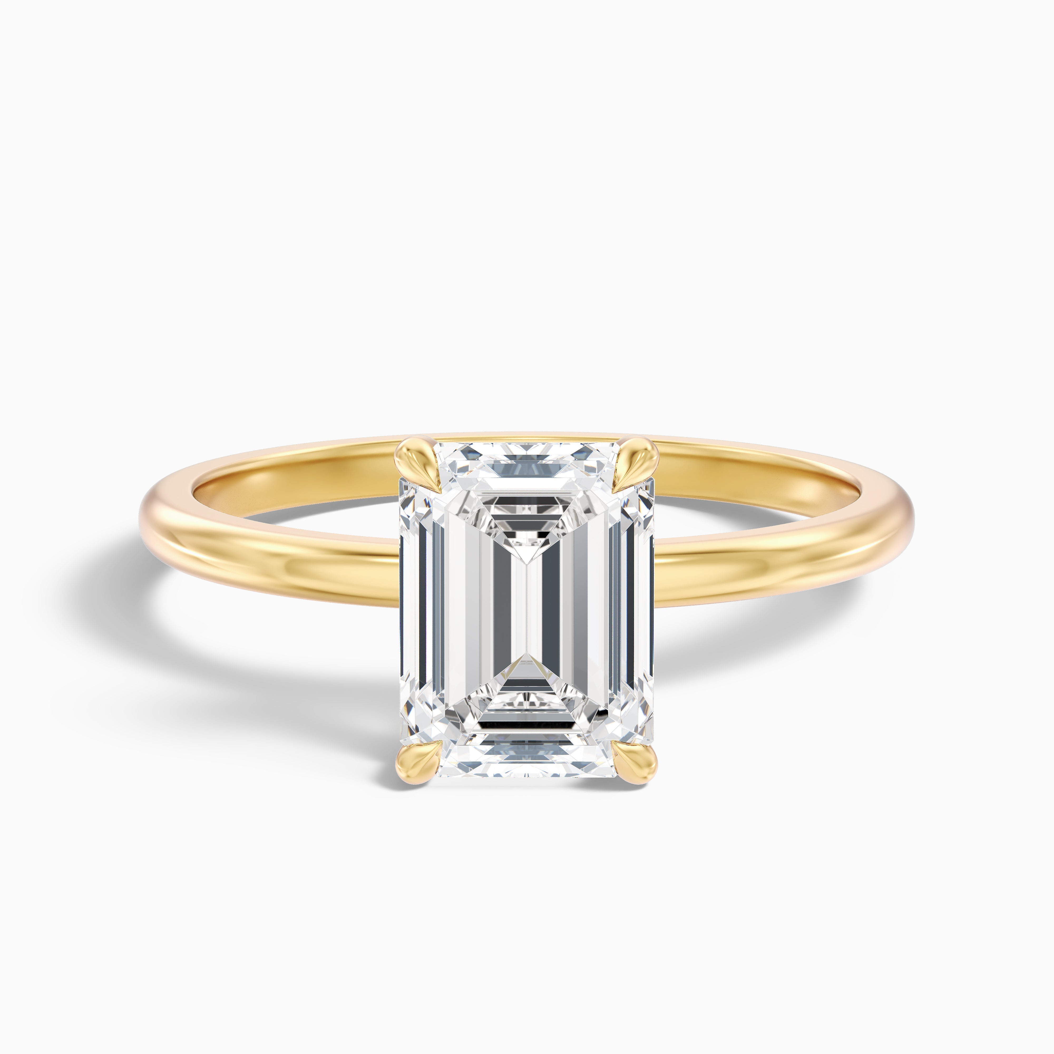 Dany 2 Carat Emerald Cut Hidden Halo Lab Grown Diamond Ring in 14k Yellow Gold