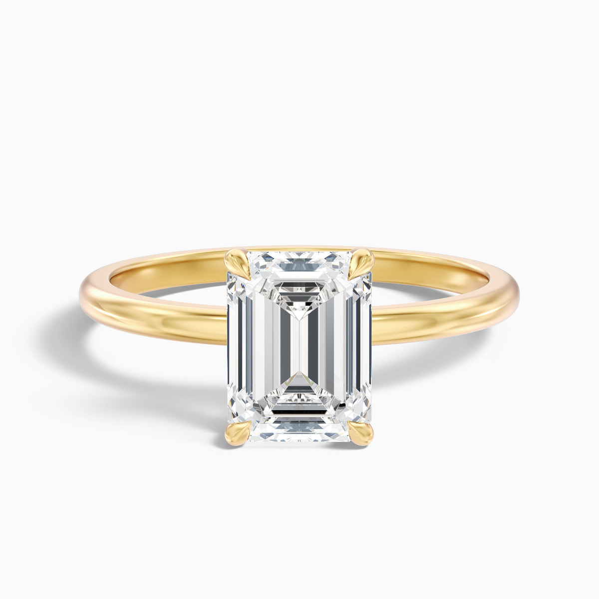 Emme 1.5 Carat Emerald Cut Hidden Halo Moissanite Diamond Ring in Platinum