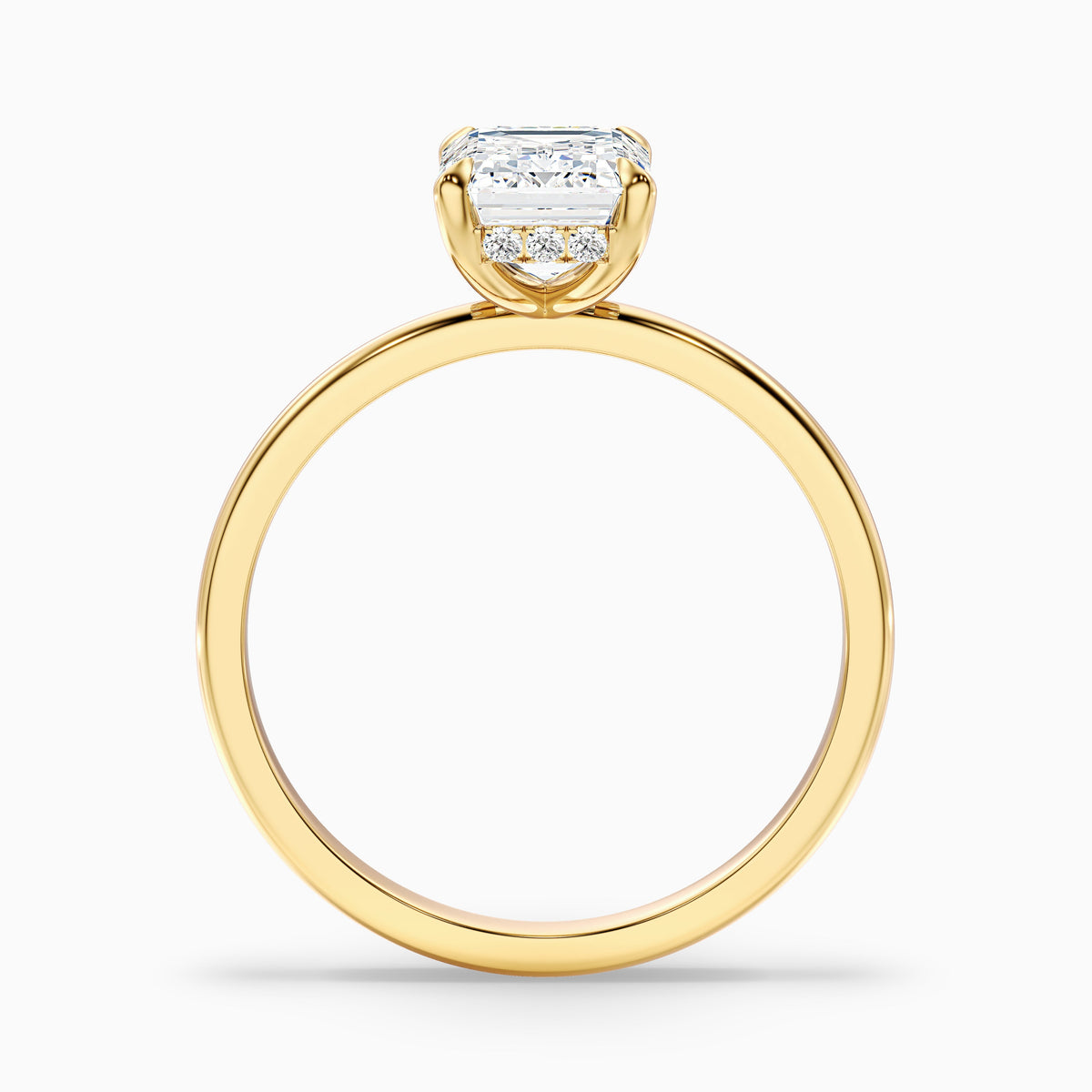 Emme 1.5 Carat Emerald Cut Hidden Halo Moissanite Diamond Ring in Platinum