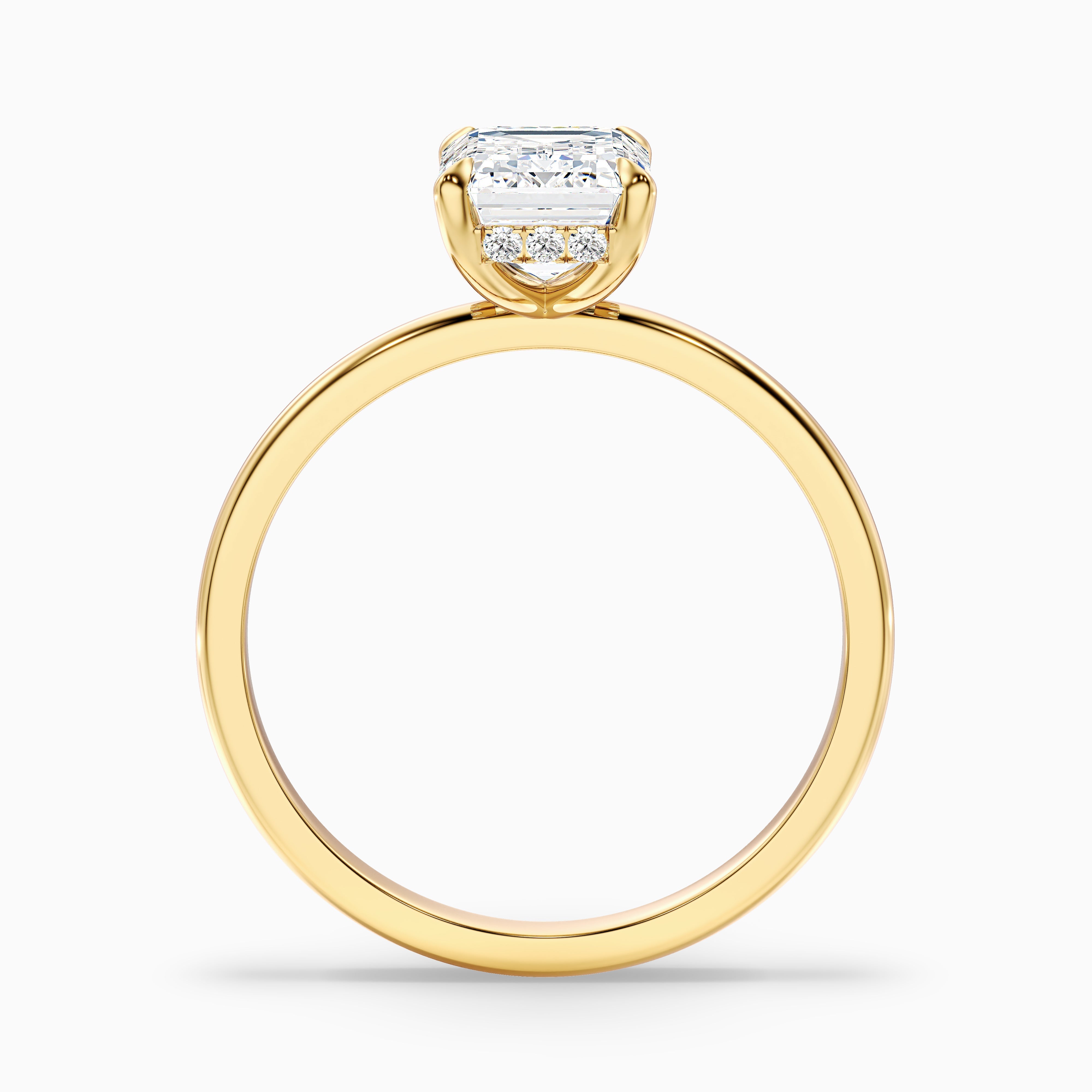 Dany 2 Carat Emerald Cut Hidden Halo Lab Grown Diamond Ring in 14k White Gold