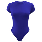 Solid Color Bottoming WomenClothing Basic Casual Short Sleeve round Neck Tight Bodysuit Summer Bella Mia