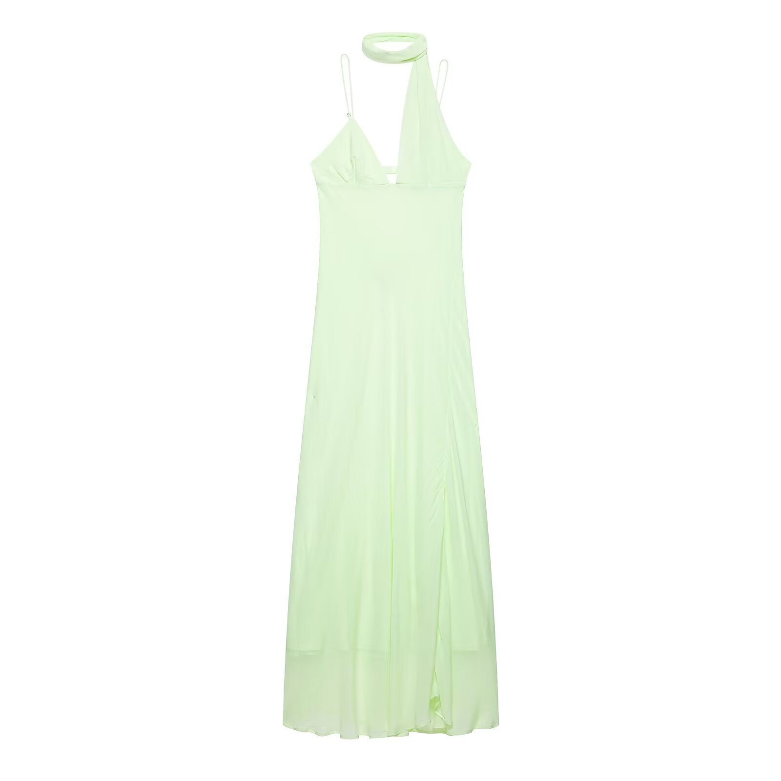 Women Clothing Summer Scarf Decorative Georgette Sling Solid Color Dress