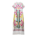 Summer Women Clothing French Printed Stitching Furry Half Sleeve Dress
