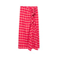 Women Clothing Summer Elegant Plaid Split Laminated Decoration Midi Dress