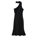 Women Clothing Asymmetric Scarf with Sexy Slim Fit Midi Skirt Long Dress