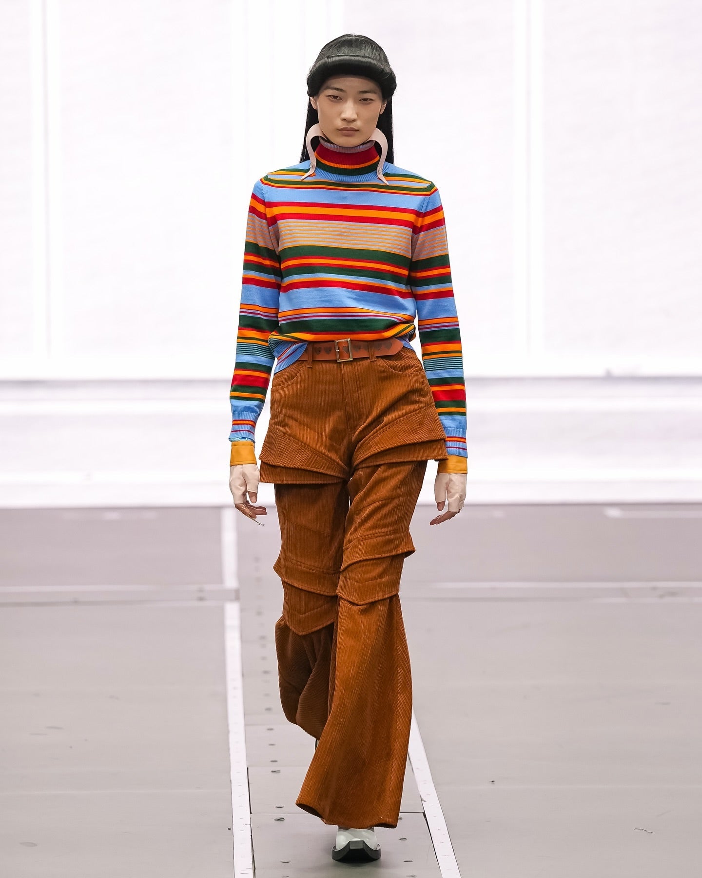 Autumn Winter Contrast Color Turtleneck Pullover Slim Fit Top Contrast Color Striped Sweater Sweater Women
