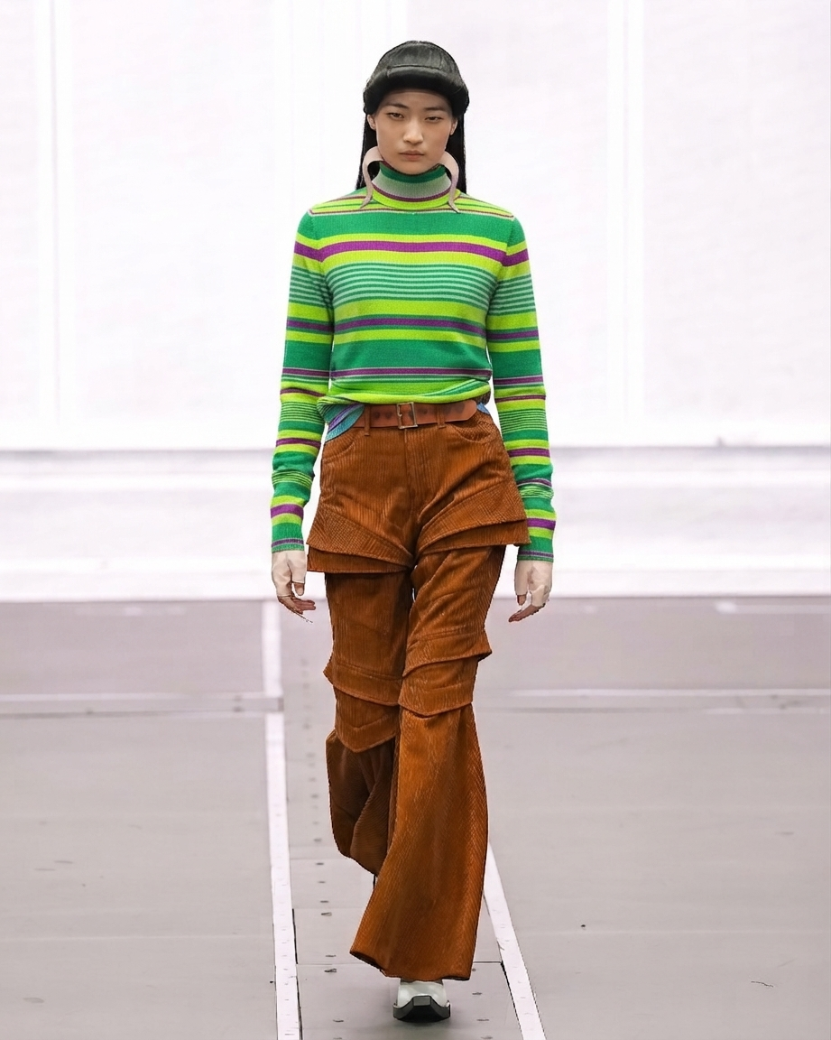 Autumn Winter Contrast Color Turtleneck Pullover Slim Fit Top Contrast Color Striped Sweater Sweater Women