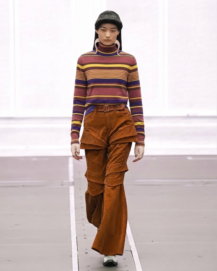 Autumn Winter Contrast Color Turtleneck Pullover Slim Fit Top Contrast Color Striped Sweater Sweater Women
