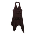 Women Clothing Asymmetric Hem Hanging Collar Mini Dress