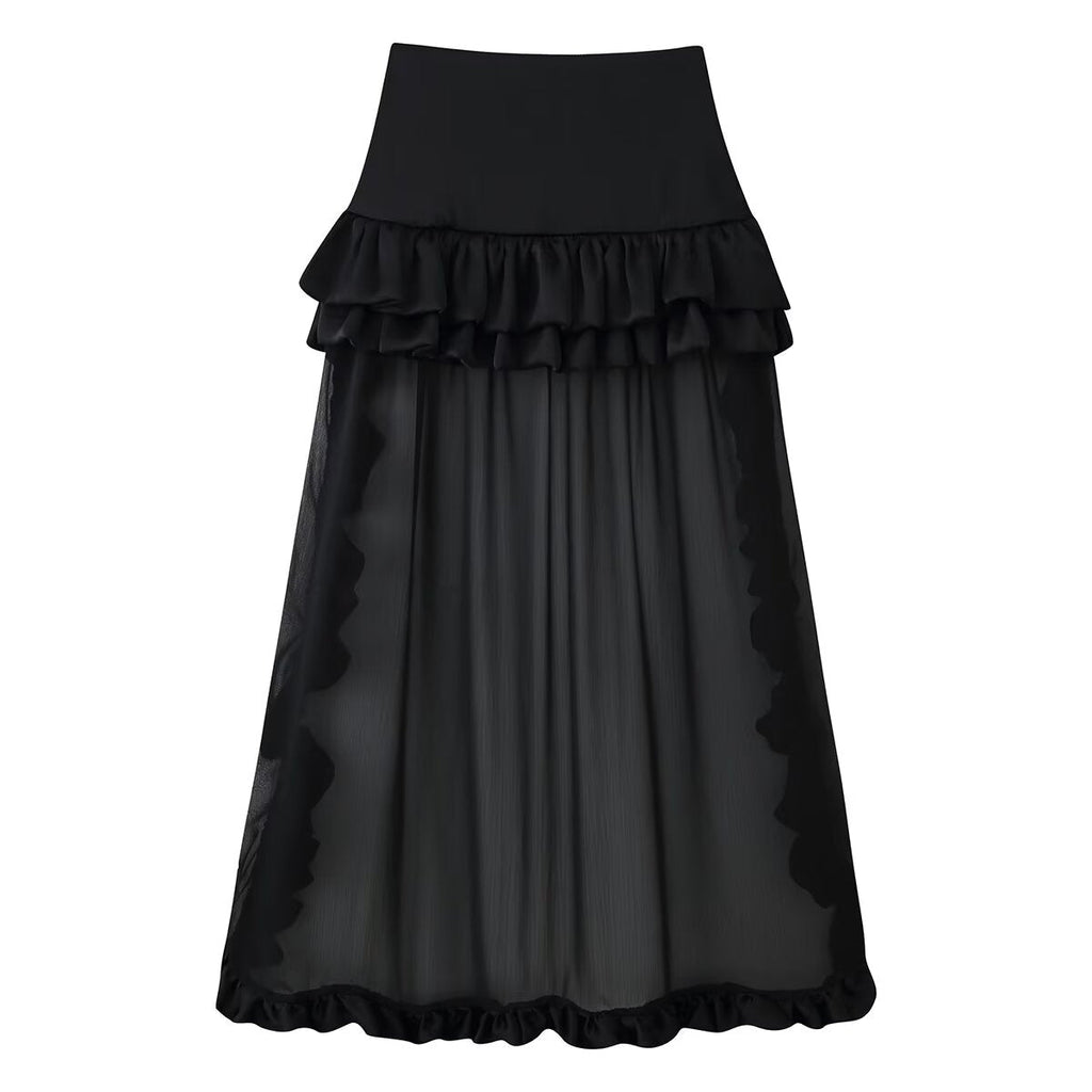 Women Clothing Summer Multi Layer Ruffled Long Trailing Skirt