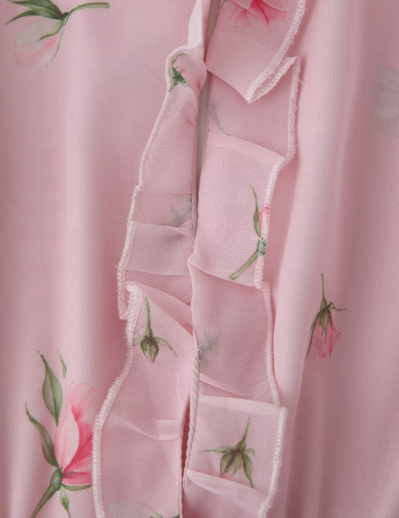 Women Clothing Fresh Sweet Floral Tight Waist Back Hollow Out Cutout-out Long Sleeve Chiffon Dress