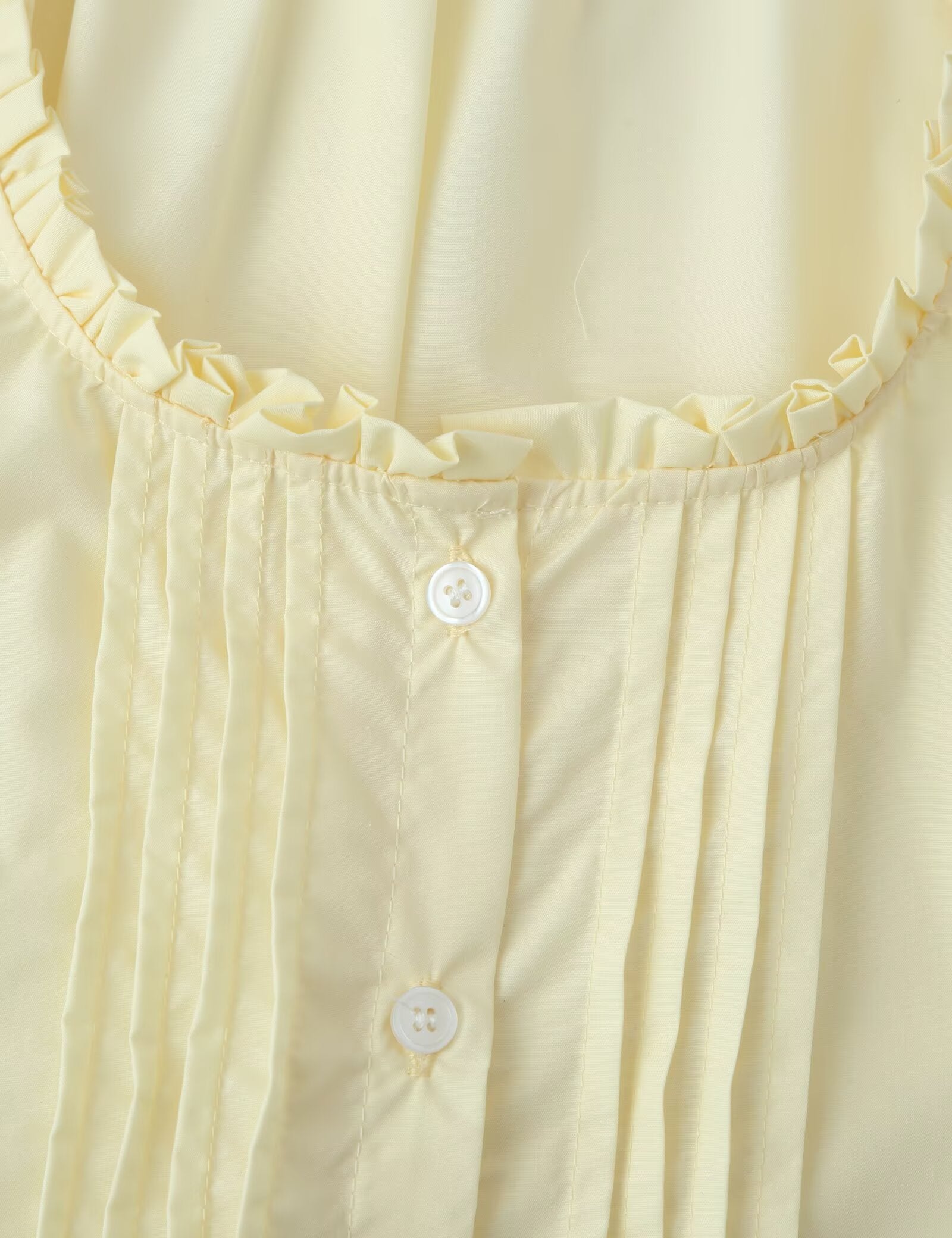 Women Clothing French Retro Easy Matching Solid Color Tucker Pleats Puff Short Sleeve Top