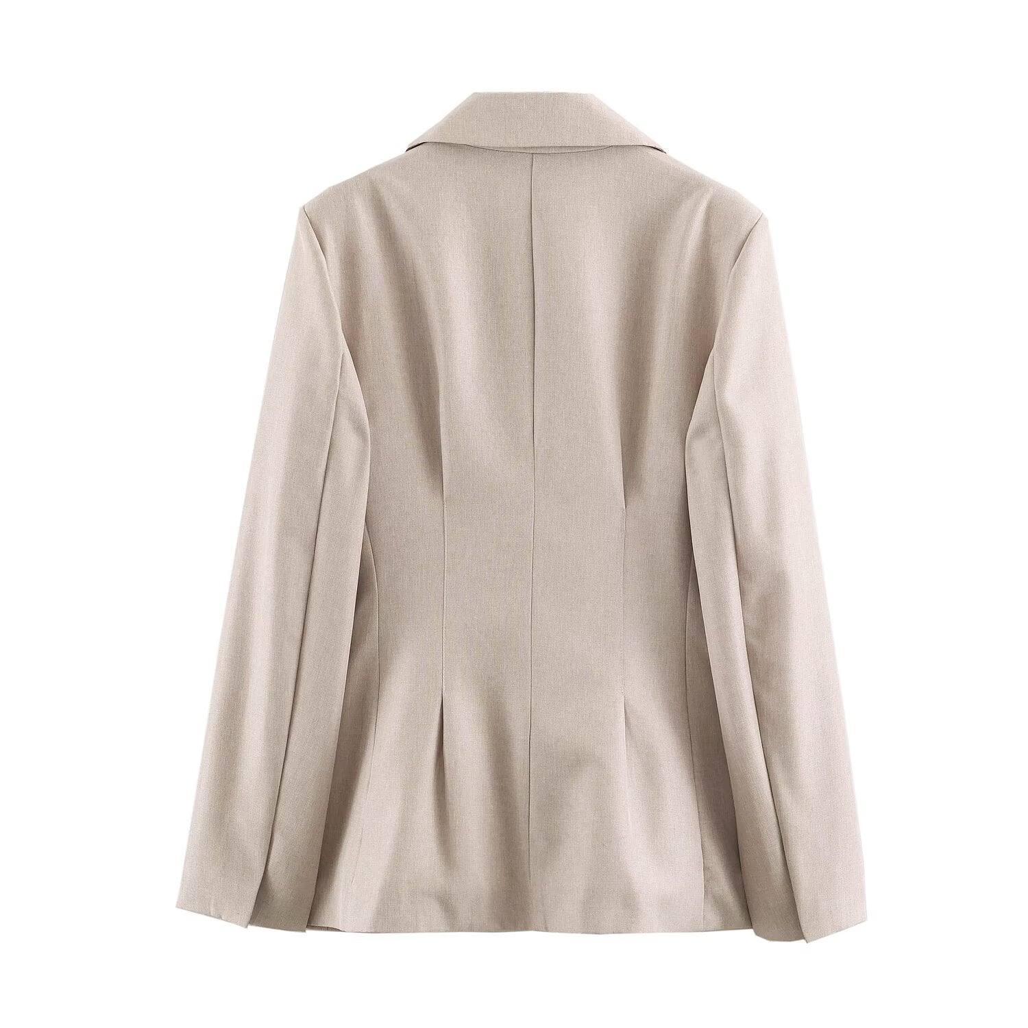 Women Collared Long Sleeve with Padded Shoulder Waist Tight High Waist Straight Leg Pants Sets
