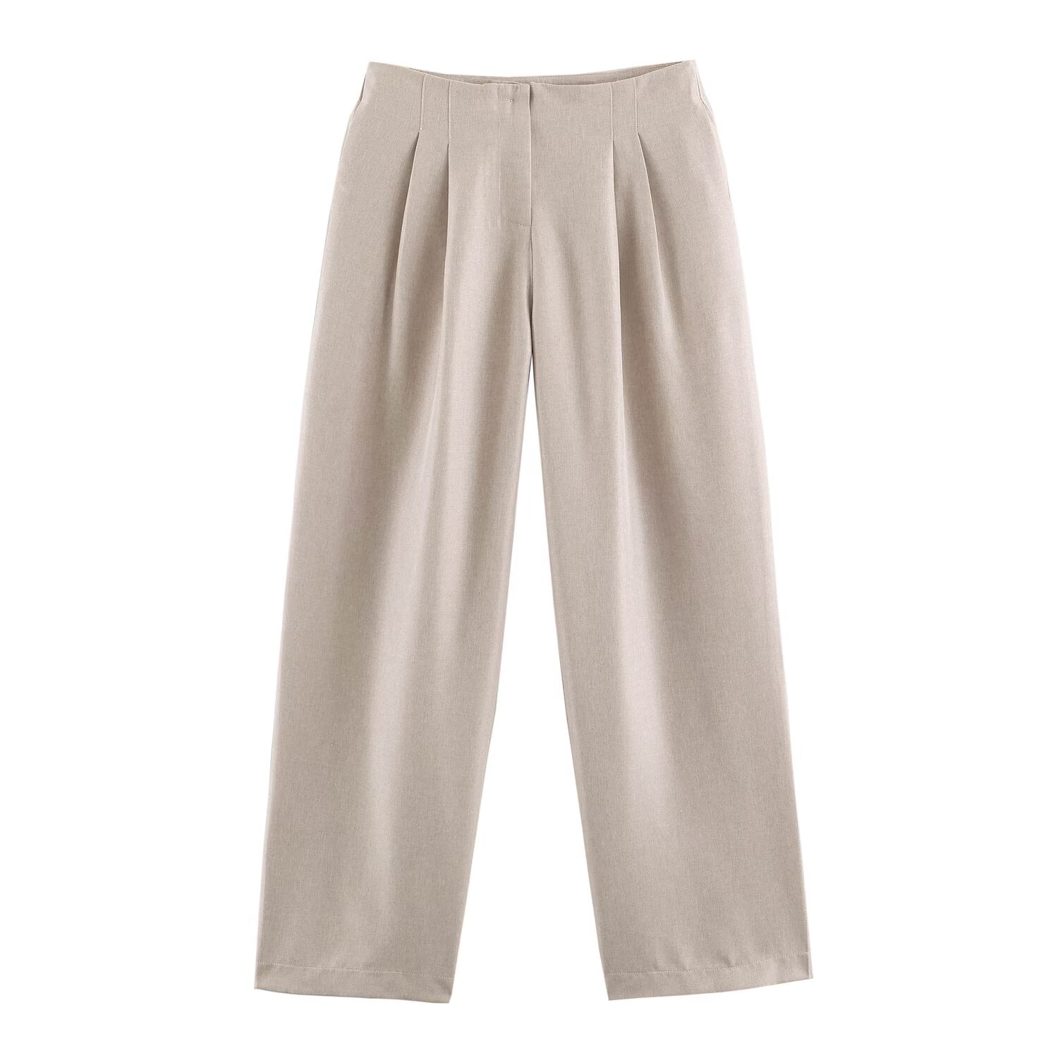 Women Collared Long Sleeve with Padded Shoulder Waist Tight High Waist Straight Leg Pants Sets