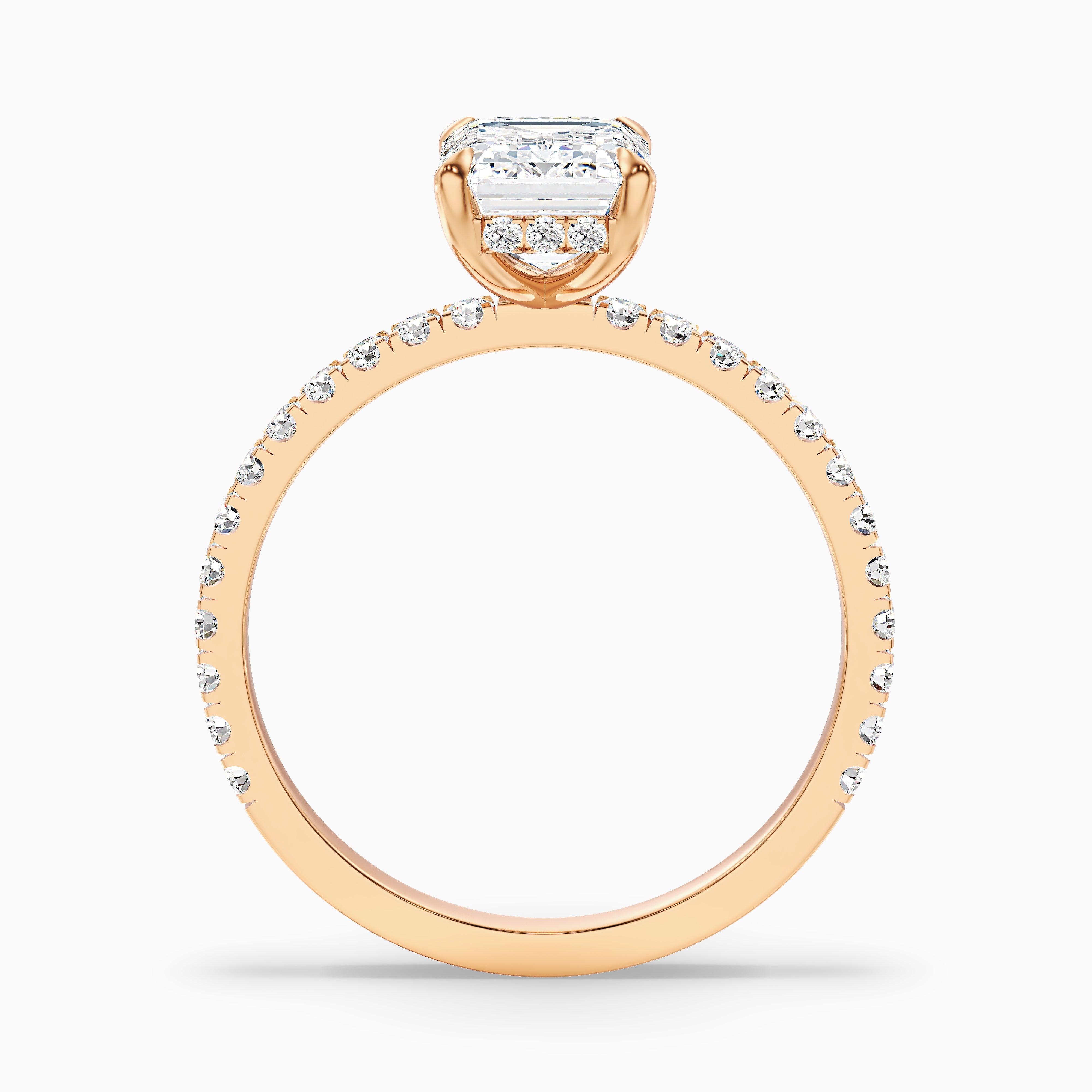 Emme 2 Carat Emerald Cut Hidden Halo Pave Lab Grown Diamond Ring in Platinum