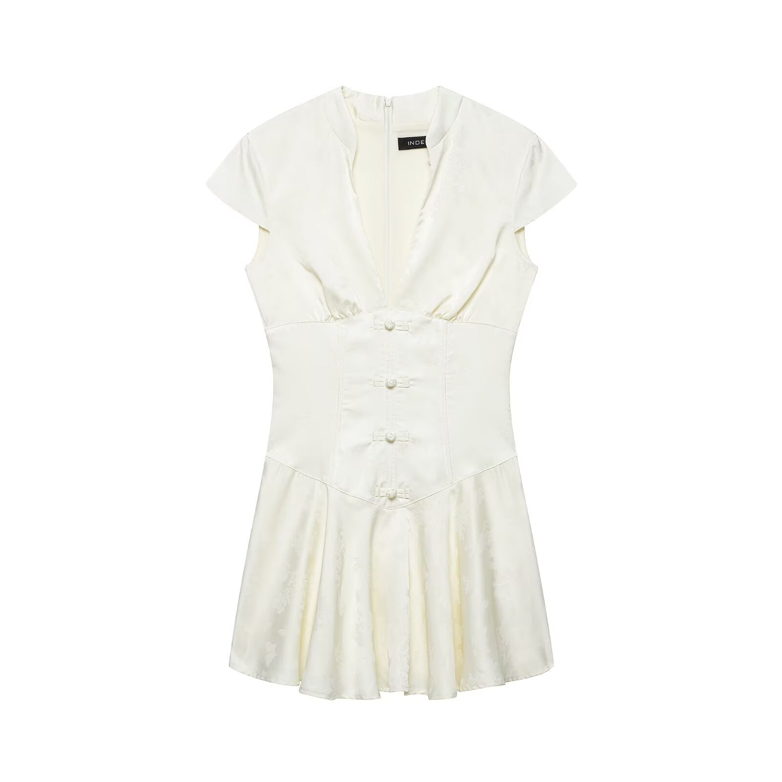 Women Clothing Western Jacquard Silk Satin Texture Mini Dress