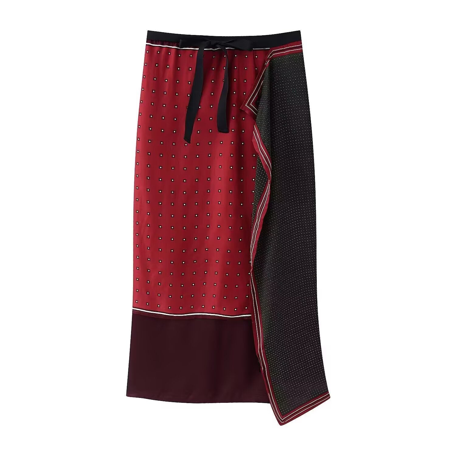 Women Clothing Summer All Match Printed Wrapping Towel Bowknot Decoration Skirt