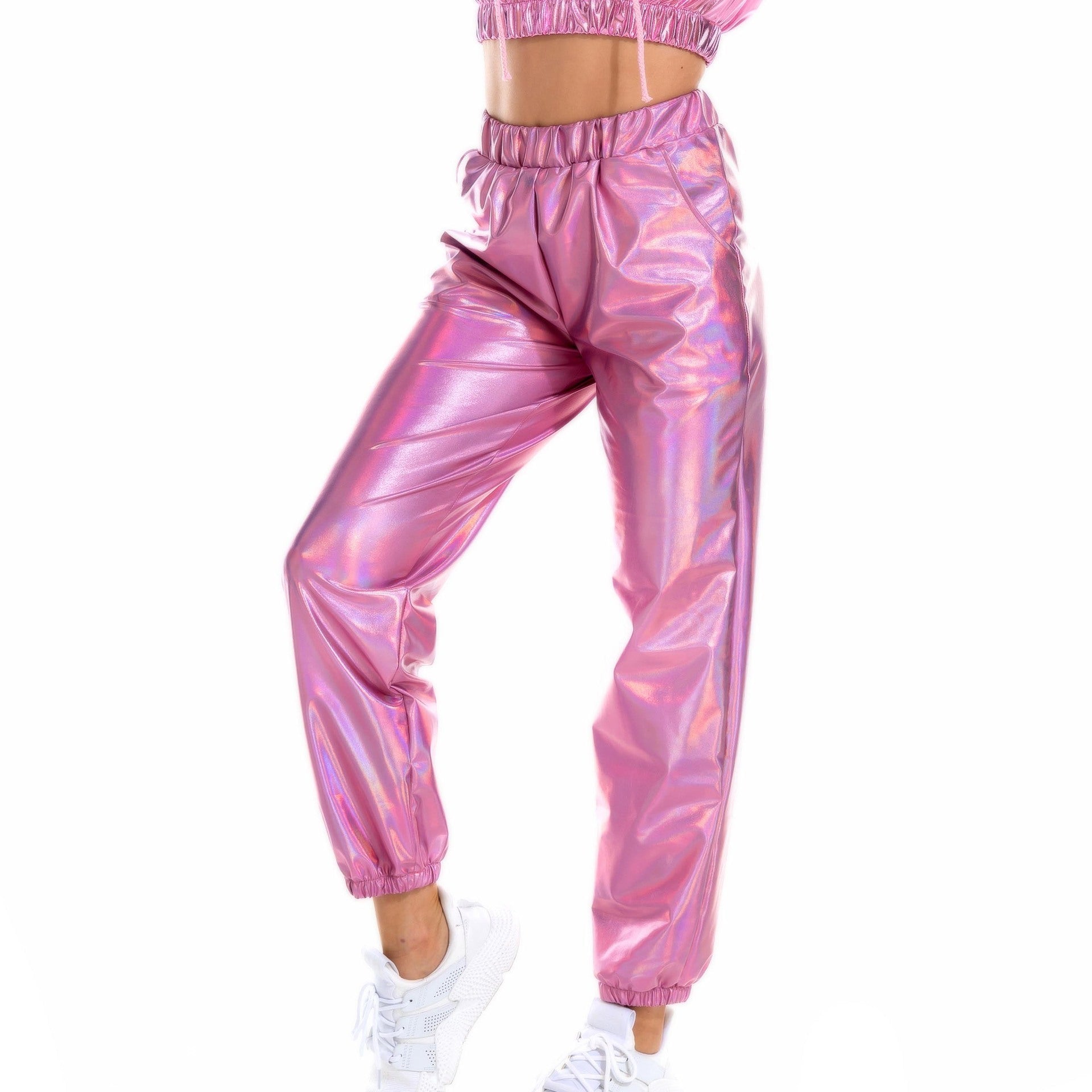 Casual Sports Street Hip Hop Party Shiny Colorful Trousers Hologram Laser Loose Women Pants Bella Mia