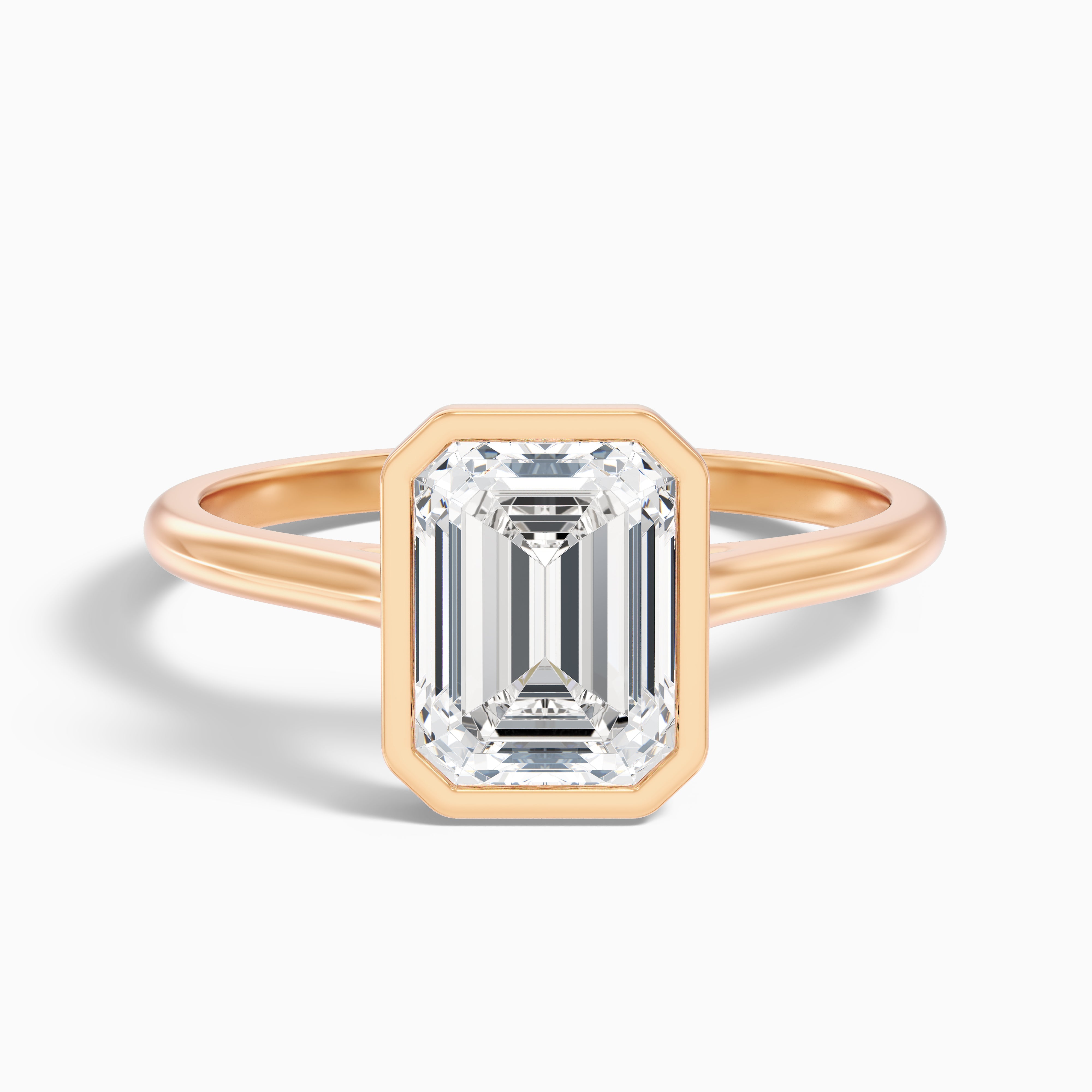 Eryn 1.5 Carat Emerald Cut Bezel Set Lab Grown Diamond Ring in 14k Yellow Gold