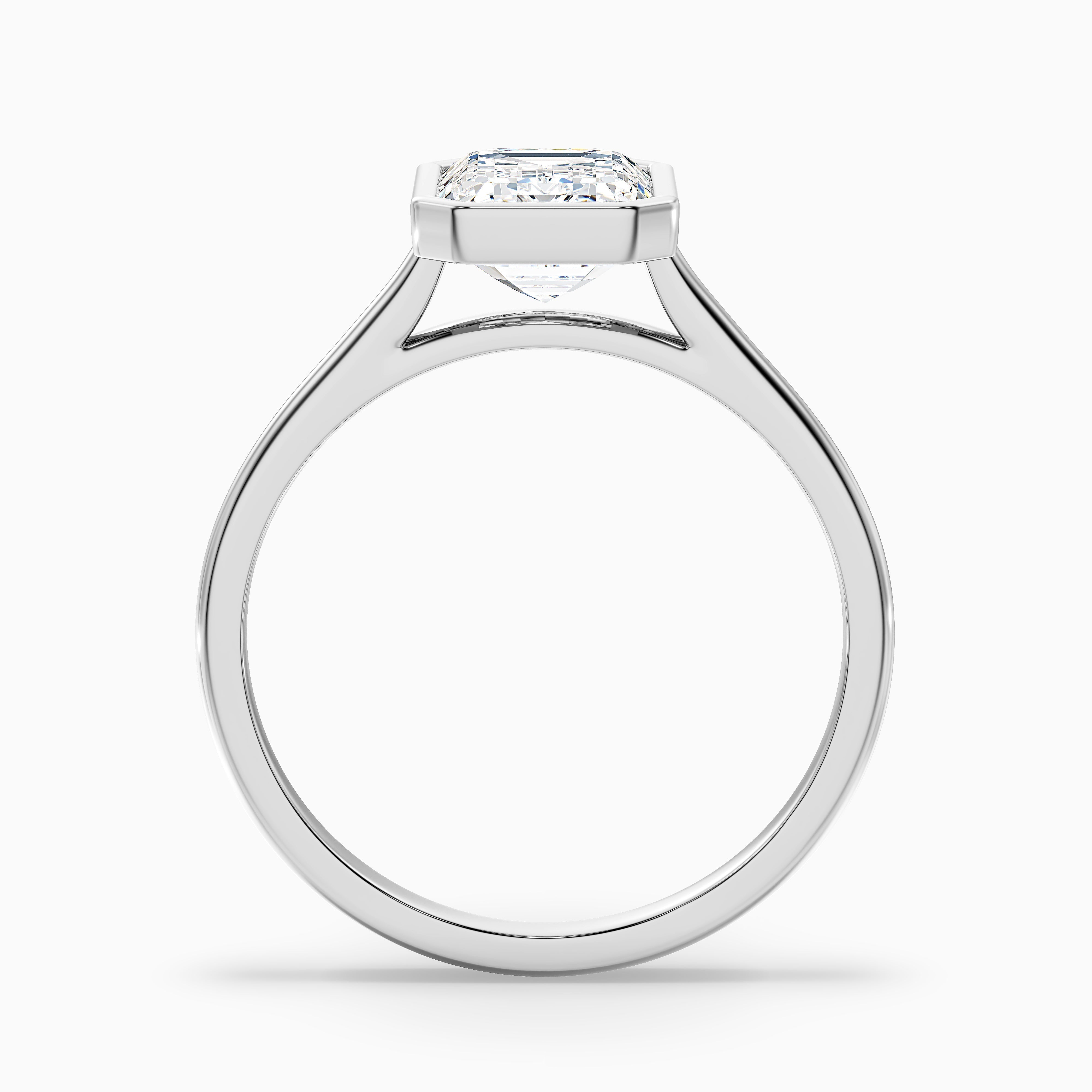 Vera 5 Carat Emerald Cut Bezel Set Moissanite Diamond Ring in 18k Yellow Gold