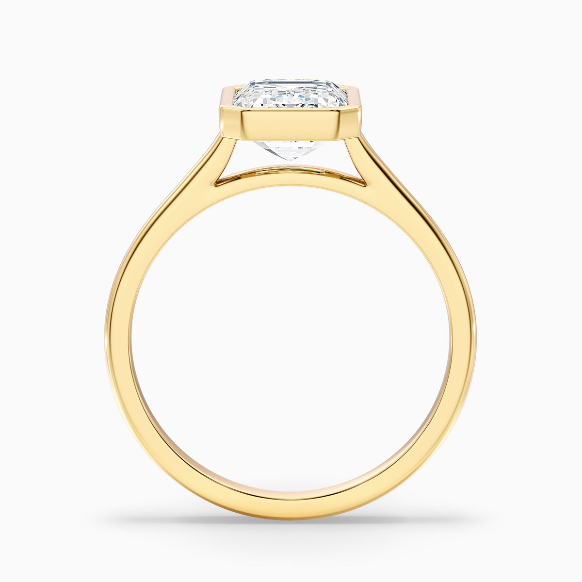 Eryn 3 Carat Emerald Cut Bezel Set Lab Grown Diamond Ring in 18k Yellow Gold