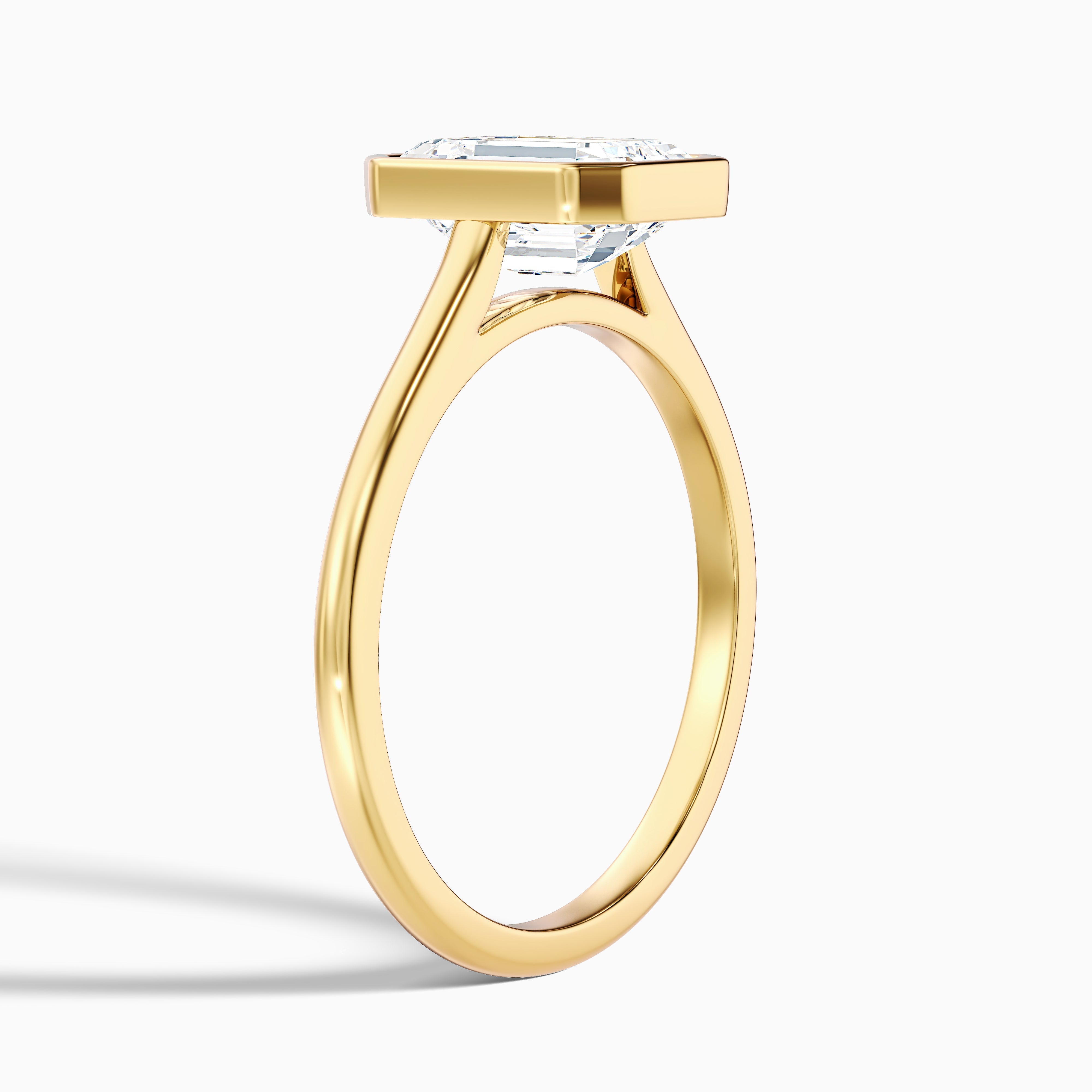 Eryn 1.5 Carat Emerald Cut Bezel Set Lab Grown Diamond Ring in 14k Yellow Gold