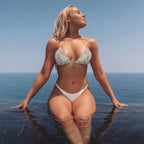 Cross-Mirror Women Clothing Beach Swimsuit Sexy Bikini Low Waist Split Rhinestone Swimsuit Bella Mia