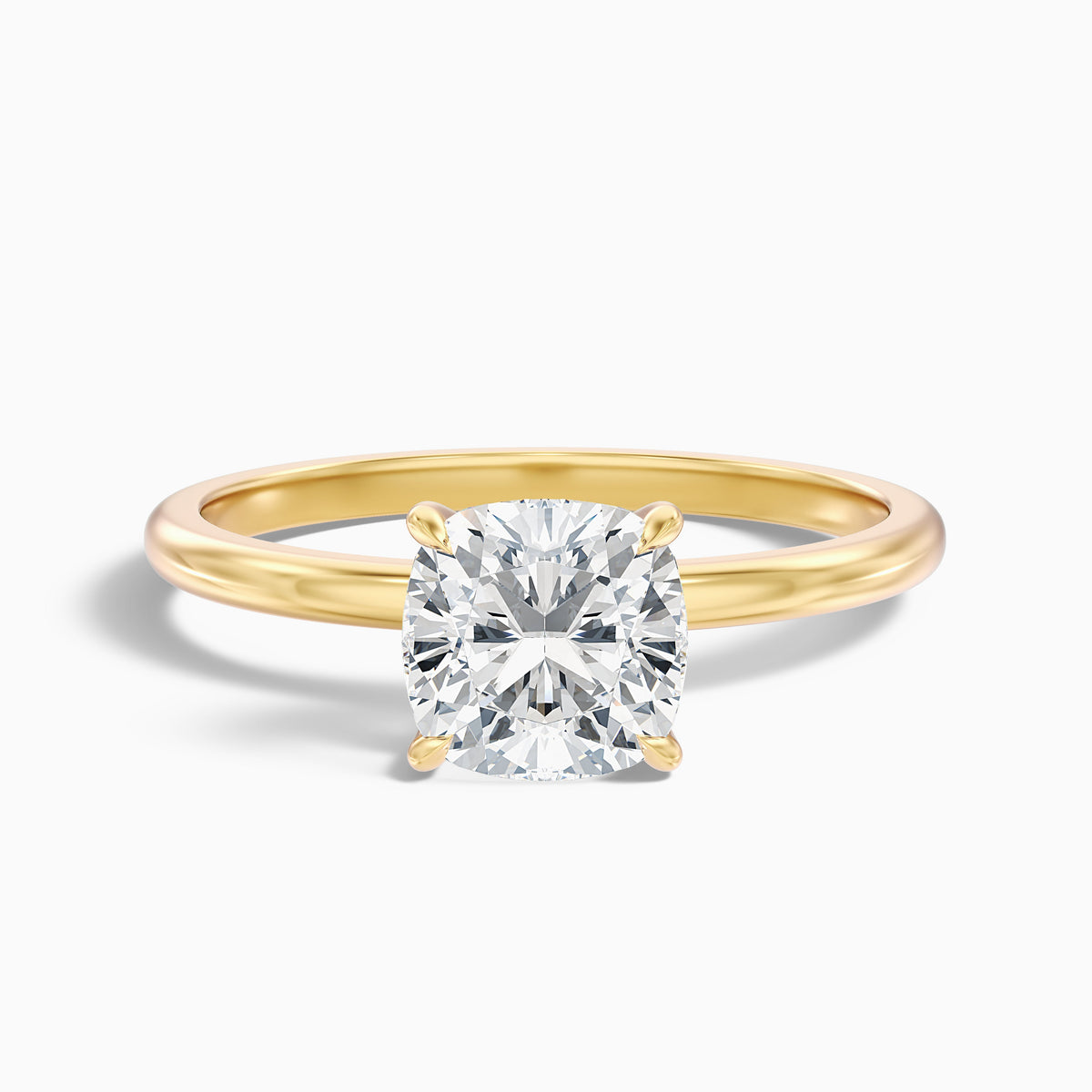 Ozie 2 Carat Cushion Cut Hidden Halo Lab Grown Diamond Ring in 10k Yellow Gold