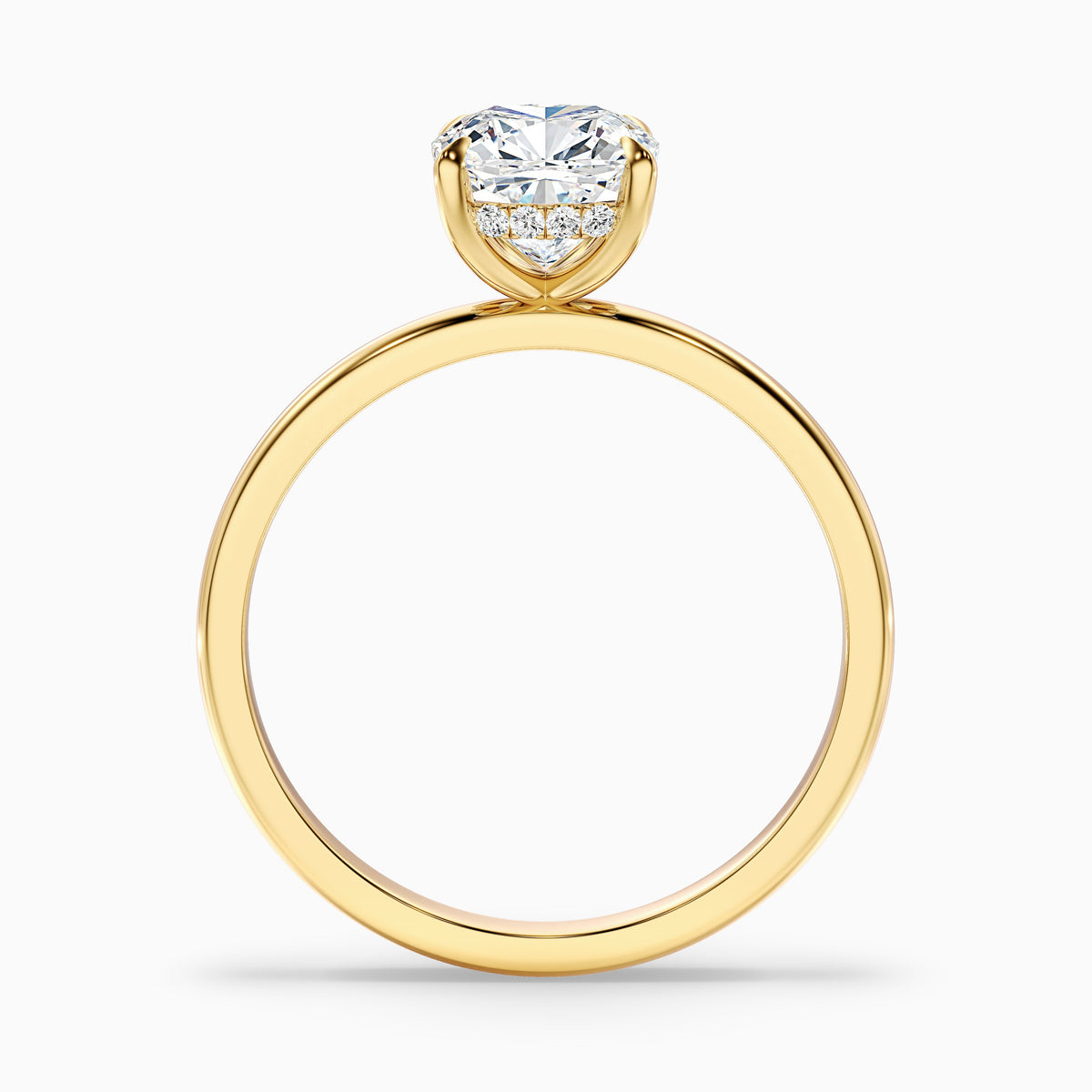 Ozie 2 Carat Cushion Cut Hidden Halo Lab Grown Diamond Ring in 10k Yellow Gold