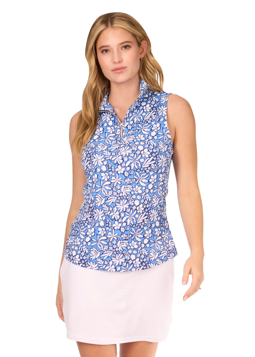 Seaside Floral 1/4 Zip Sleeveless Sport Top