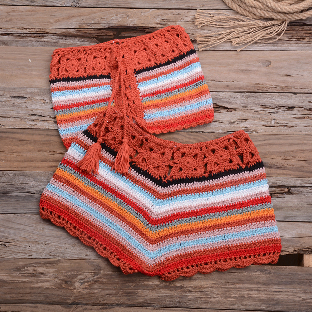 Pure Hand Crocheting Vacation Beach Swimsuit Split Colorful Suit Sexy I Retail Bella Mia