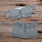 Sexy Strap Hand Crocheting Woven Hollowed Bikini Split Swimsuit Bella Mia