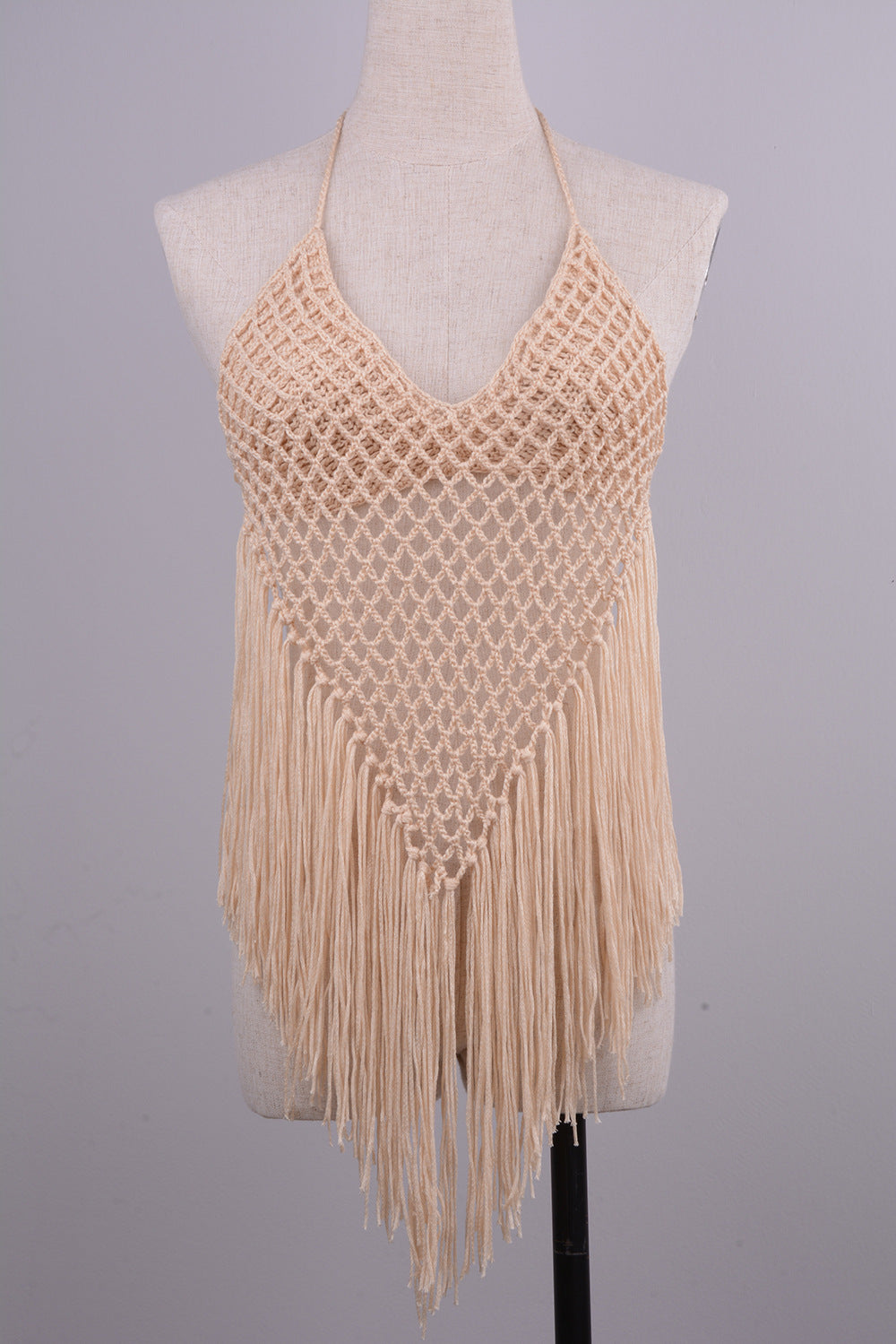 Internet Hand Woven Beach Hollow Out Cutout Tassel Split Swimsuit Set Factory Direct Bella Mia