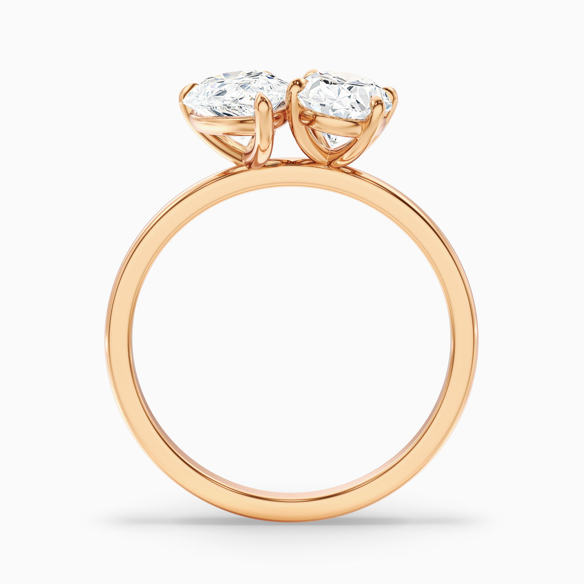 Nancy Toi Et Moi Ring in 14k Yellow Gold With Pear and Oval Two Stone Lab Grown Diamond (4 Ct. Tw.)