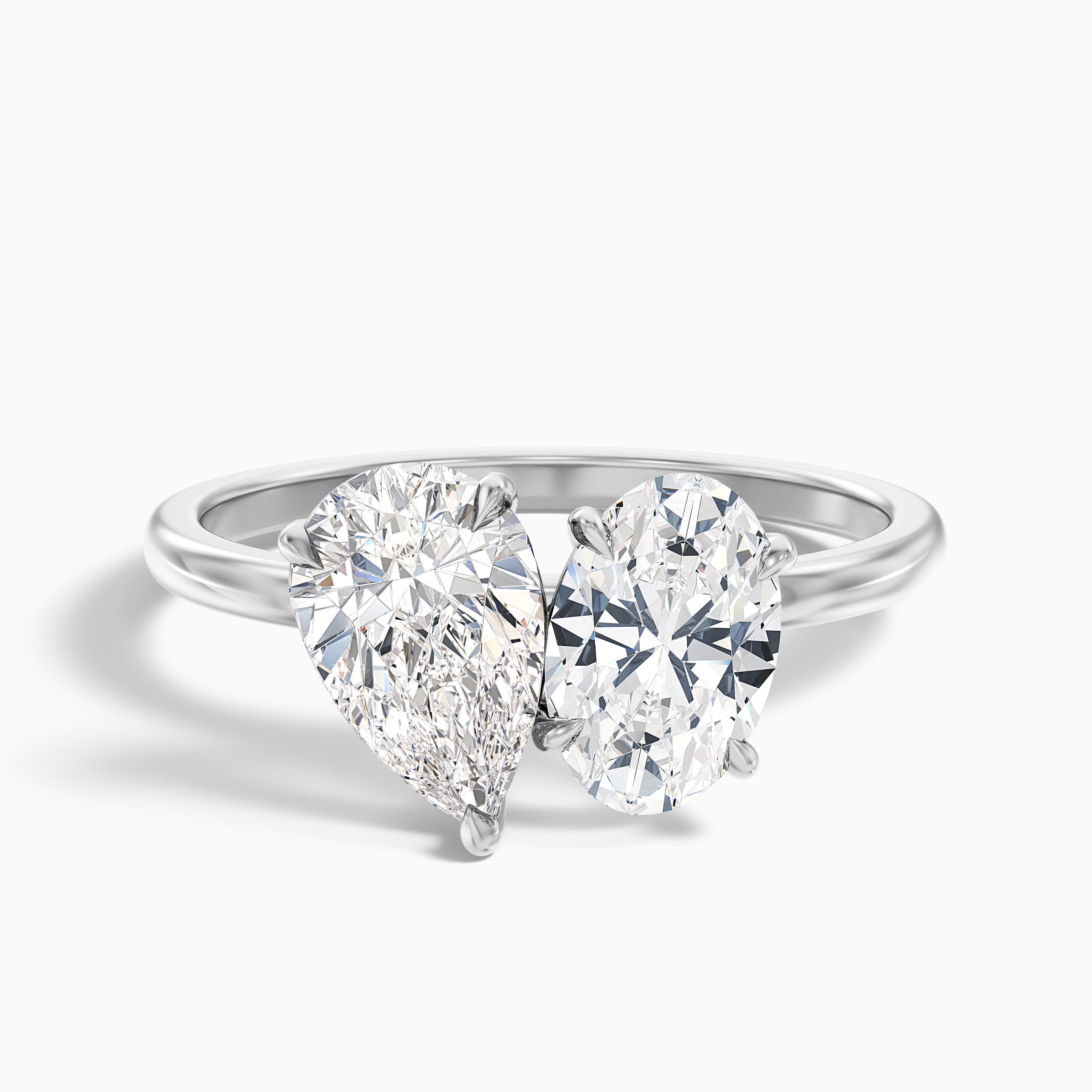 Nancy Toi Et Moi Ring in 14k Yellow Gold With Pear and Oval Two Stone Lab Grown Diamond (4 Ct. Tw.)