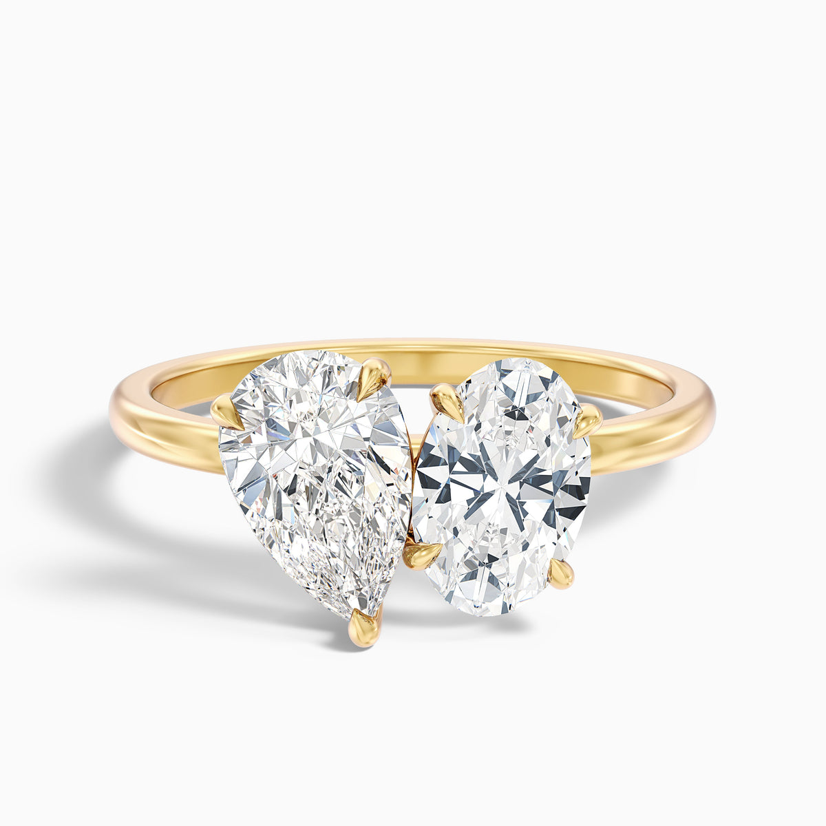Nancy Toi Et Moi Ring in 14k Yellow Gold With Pear and Oval Two Stone Lab Grown Diamond (4 Ct. Tw.)