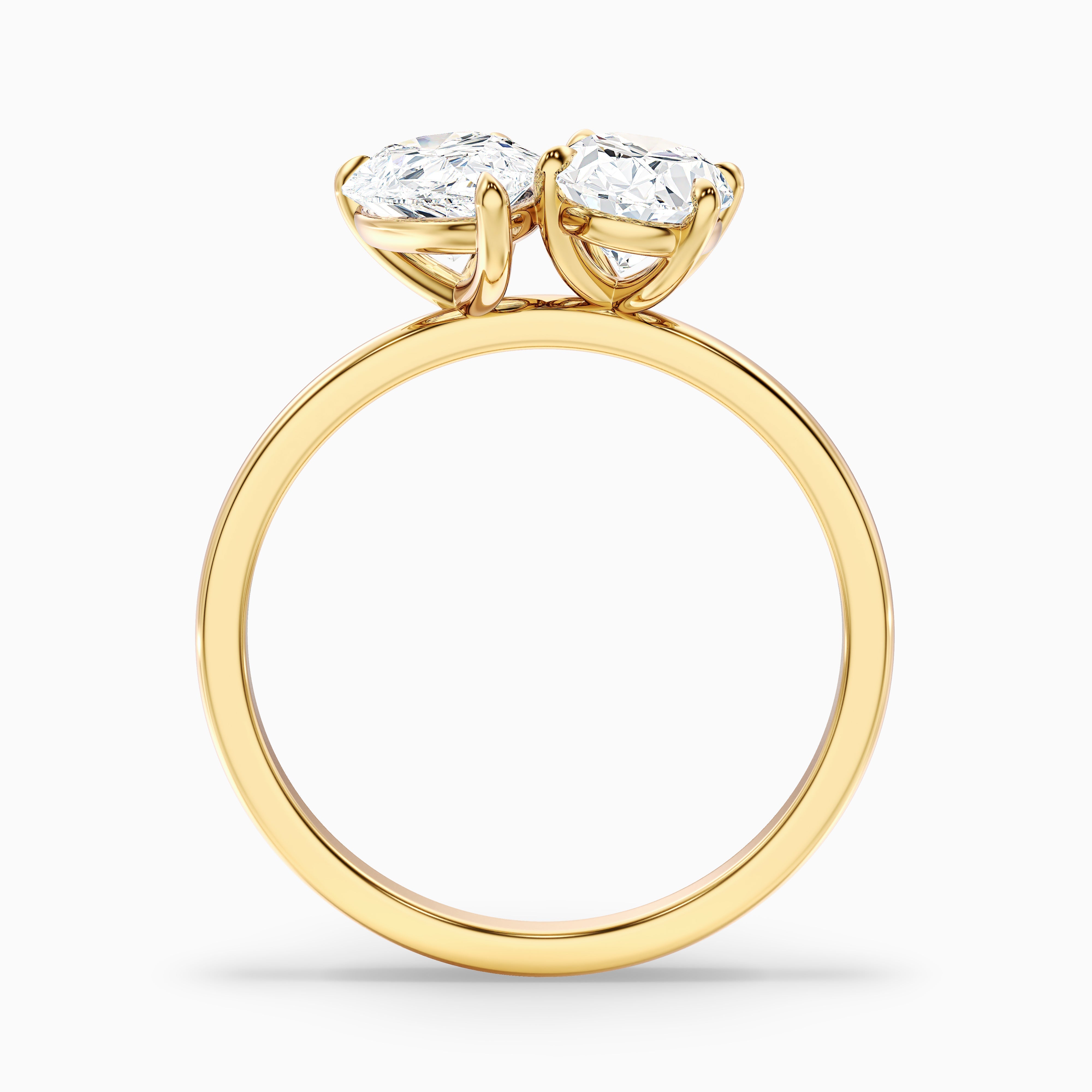 Nancy Toi Et Moi Ring in 14k Yellow Gold With Pear and Oval Two Stone Lab Grown Diamond (4 Ct. Tw.)