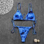 Color Blooming Printed Bikini Sexy Lace up Double Sided Fabric Women Swimsuit Bikini Bella Mia