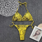 Color Blooming Printed Bikini Sexy Lace up Double Sided Fabric Women Swimsuit Bikini Bella Mia